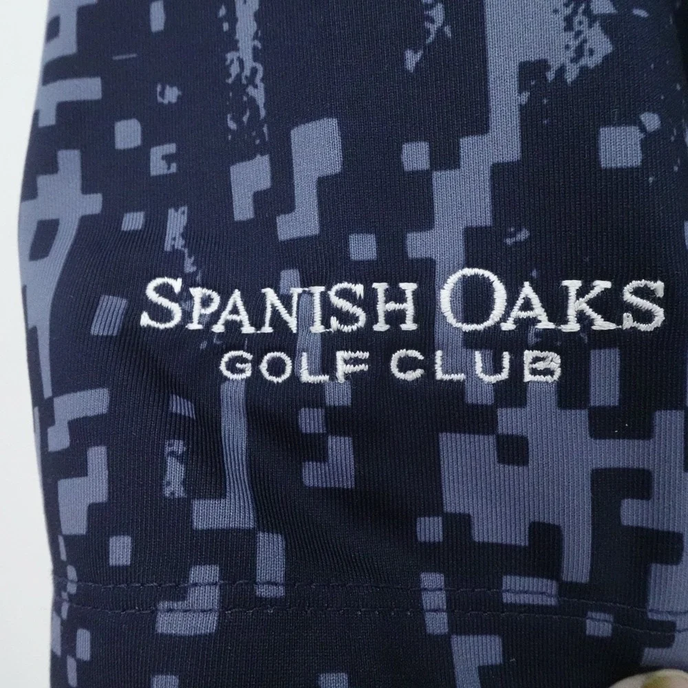 Spanish Oaks Golf Club‎ Polo Mens Medium Blue Digital Camo Stretch Nike Golf